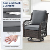 GAOMON 3 Piece Outdoor Patio Set, Wicker Rocking Bistro Set with 2 Swivel Chairs & Tempered Glass Top Table - Photo 5