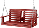 KINGYES Outdoor Hanging Patio Swing Chair, 2 Seat with Cup Holders, Waterproof Bench for Courtyard & Garden - Photo 1