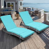 YITAHOME Rattan Lounge Chair Set of 2, Wicker Outdoor Chaise Lounge w/Wheels, Removable Cushion, 5-Position Backrest - Photo 8