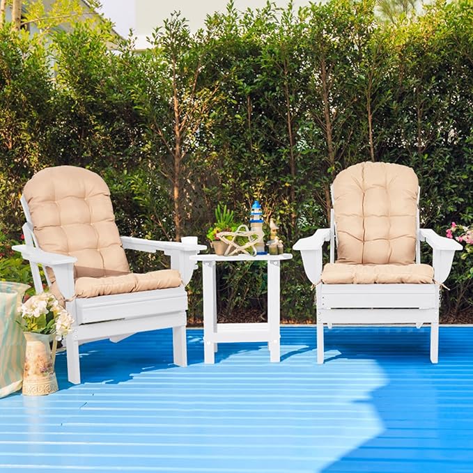 Adirondack Chairs Set of 2 with Cushions & Cup Holders, HDPE Weather Resistant Folding Adirondack Chair for Adults - Photo 2