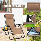 Giantex 2 PCS Zero Gravity Chair Patio Chaise Lounge Chairs Outdoor Yard Pool Recliner Folding Lounge Chair with Cup - Photo 5