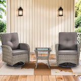 3 Pieces Patio Bistro Set Outdoor Swivel Rocker Patio Chairs with Side Table Patio Furniture for Deck Porch Garden - Photo 7
