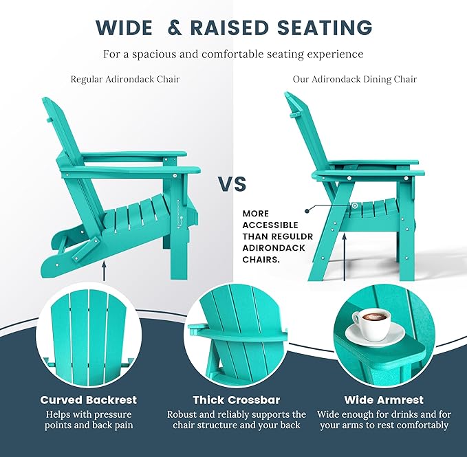 WO WESTIN OUTDOOR HDPE Laguna Adirondack Casual Patio Dining Chair,Turquoise