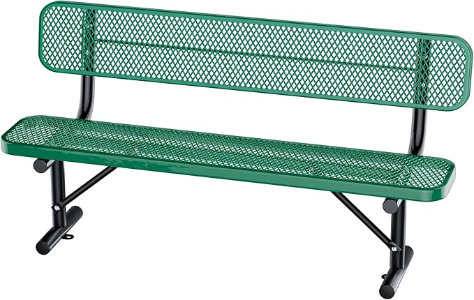 6FT/72INCH Heavy Duty Metal Park Bench for Outside, Outdoor Garden Benches with Backrest & Portable Frame, Expanded Metal Mesh Bench for Shopping Malls, Lawn, Park, Deck, Patio, Porch, Green