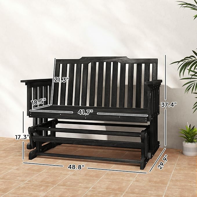 Outsunny 2-Person Patio Swing Glider Bench with Quick Drying Design and Wide Armrest - Photo 3