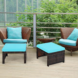 Tangkula 2 Pieces Patio Rattan Ottomans, All Weather Outdoor Footstool Footrest Seat with Soft Cushion, Hidden Zipper - Photo 4
