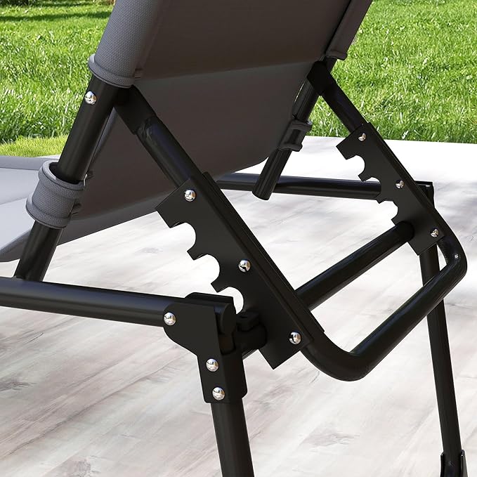 Outsunny 2 Pieces Outdoor Lounge Chair, Adjustable Backrest Folding Chaise Lounge - Photo 9