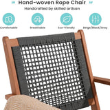 Verano Garden Modern Acacia Wood Lounge Chair Set of 2, Accent Armchair with Handwoven Rope for Living Room, Bedroom - Photo 4