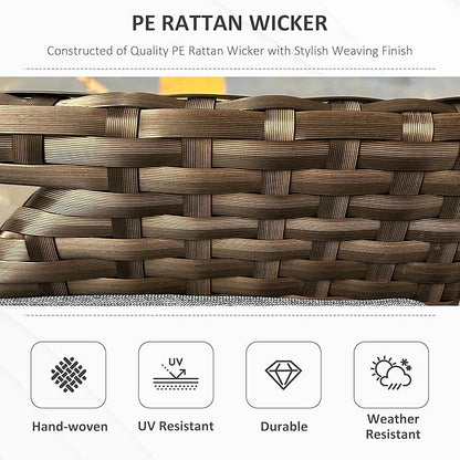Outsunny 29 Gallon Patio Wicker Storage Bench, Outdoor PE Rattan Patio Furniture, 2-in-1 Large Capacity Rectangle Garden Storage Box with Handles and Cushion, Dark Blue
