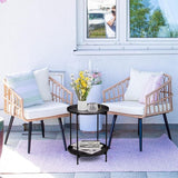 Outvita 2 Tier End Table, Metal Side Table with Removable Tray Indoor and Outdoor - Photo 8