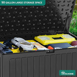YITAHOME 90 Gallon Large Deck Box, Double-Wall Resin Outdoor Storage Boxes, Deck Storage for Patio Furniture, Cushions - Photo 3