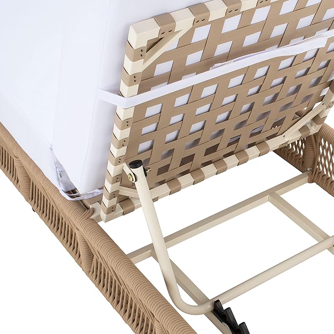 SAFAVIEH Outdoor Collection Gillian Tan Rope/White Cushion Chaise Lounge Chair (PAT7527A) - Photo 7