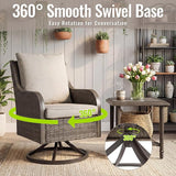Swivel Patio Chairs Set of 2, High Back Outdoor Chairs, Wicker Patio Furniture with Cushions - Photo 3