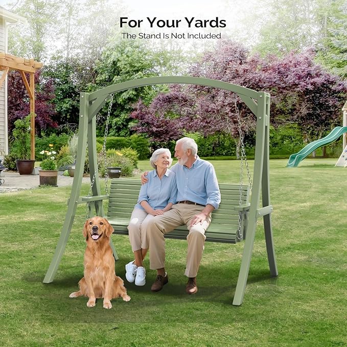 VINGLI Outdoor Wooden Swing Frame, Heavy Duty 1000 LBS A-Frame Swing Stand with Farmhouse Cottage Style, Patio Porch Swing Bench Stand for Indoor & Outdoor (Green)
