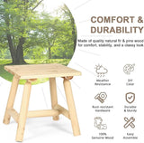 Outdoor Adirondack Log Side Table, 19.5" Thick Wooden Patio Square End Table with Slatted Tabletop - Photo 7