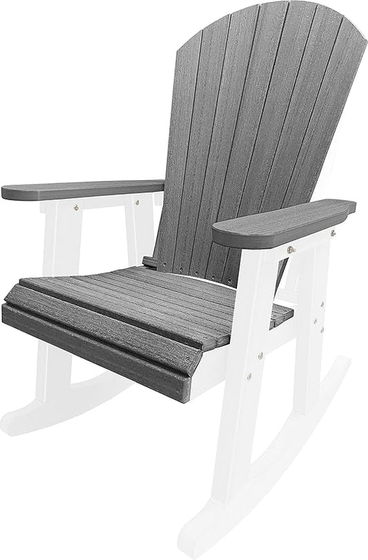 DuraWeather Poly® Adirondack Porch Rocker (Driftwood Grey (Wood Grain) on White)