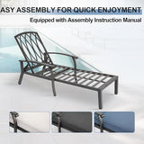 2 Chaise Lounge Chairs with 1 Side Table, Cast Aluminum Tanning Chair with Adjustable 5 Position Recliner - Photo 6