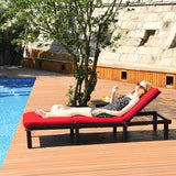 Tangkula Rattan Wicker Chaise Lounge Chair, Outdoor Patio Lounger Recliner Chair w/Adjustable Backrest - Photo 2