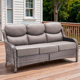71'' Patio Couch Outdoor Wicker Sofa, Heavy Duty All-Weather Rattan 3-Seater Sofa with Deep Seating and Removable Cover - Photo 1