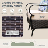 PHI VILLA Wicker & Metal Outdoor 2-Seat Patio Couch, Patio Sofa Loveseat with Deep Seating for Front Porch, Deck - Photo 6
