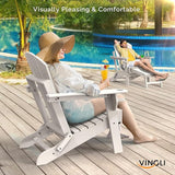 VINGLI Folding Adirondack Chair with Ottoman, Waterproof Plastic HDPE Firepit Chair for Outside with Hidden Footrests - Photo 2