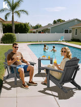 KINGYES Adjustable Folding Adirondack Chair Set of 2, 3-Position Reclining Adirondack Chairs with Cup Holder - Photo 2
