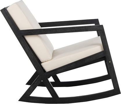 Safavieh PAT7013F Outdoor Collection Vernon White Rocking Chair, Black/Beige