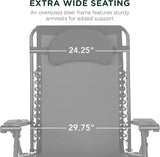 Best Choice Products Oversized Zero Gravity Chair, Folding Outdoor Patio Lounge Recliner w/Cup Holder Accessory Tray - Photo 3