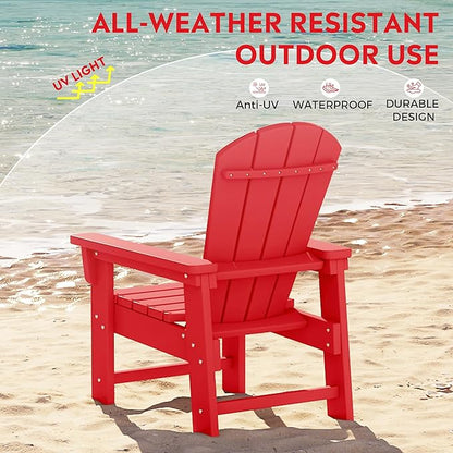 Costaelm Kids Lawn Chair, Toddler Outdoor Chair Kids Patio Furniture and Outdoor Children Picnic Activity Modern Adirondack Chairs for Garden, Patio, Backyard & Beach, Red