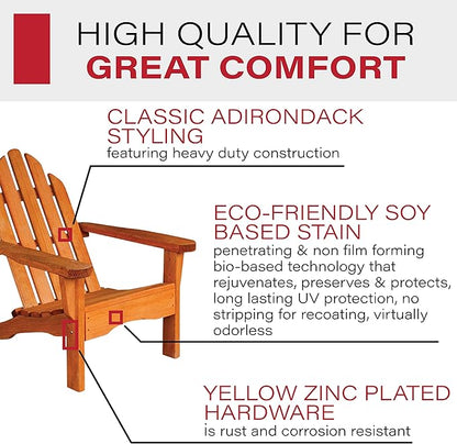 Amish Casual Heavy Duty Adirondack Chair in Cedar - Authentic Amish Craftmanship from Treated Pine, Outdoor Chair Made in The USA, 800 Lb Weight Capacity