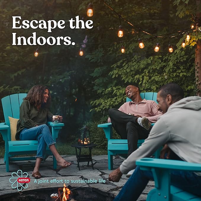 Keter Alpine Adirondack 2 Pack Resin Outdoor Furniture Patio Chairs with Cup Holder-Perfect for Beach, Pool, and Fire Pit Seating, Dark Grey