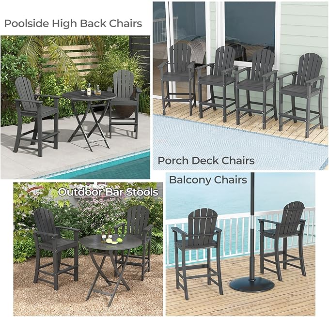 ORALNER Tall Adirondack Chairs, Set of 2 Outdoor High Back Balcony Chair - Photo 7