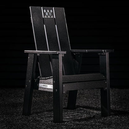 Breeo X Series Adirondack Campfire Chair – Poly Lumber Fire Pit Seat with 304 Stainless Steel Accents, Outdoor Patio & Camping Essentials with Arm Rest - Ergonomic, Sustainable Outdoor Chair - Black