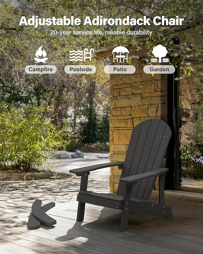 YEFU Outdoor Rocking Chair Set of 2,Adirondack Rocking Chair,Patio Rocker Chair with Wide Back,Oversized Rocker Chair Look Like Real Wood, for Lawn, Porch, Backyard, Indoor and Garden(Black)