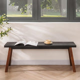 Solid Wood Bench - Minimalist Design, Acacia Wood Construction, Black Mix Brown Color, Versatile for Entryway - Photo 9
