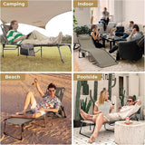KingCamp Lounge Chair Outdoor, Folding Portable Tanning Chairs Comfy Adjustable 5-Position Lay Flat Foldable Chaise - Photo 8
