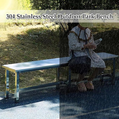 Outdoor Benches Weatherproof Stainless Steel Porch Chair Metal Garden Bench Backless for Park, Shopping Mall, Residential Area, School, Workshop(150x35x45cm/59.1x13.8x17.7in)