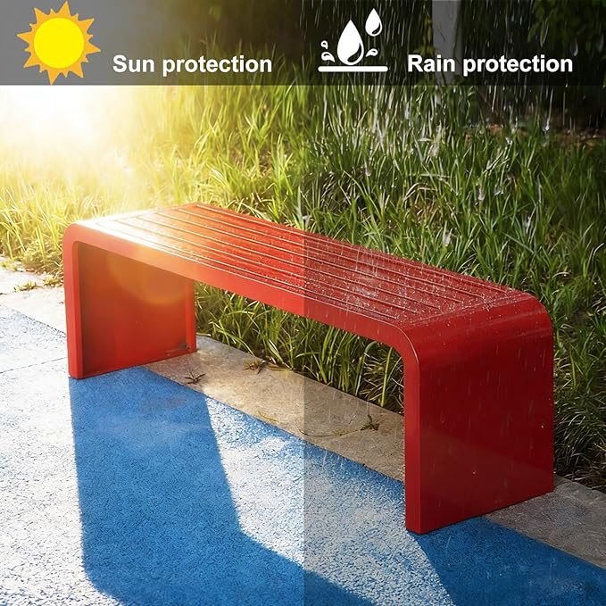 Outdoor Bench Weatherproof, Stainless Steel Metal Garden Bench, Anti-Rust Patio Park Bench for Front Porch, Yard, Lawn, Deck(Metallic,120cm/47in)