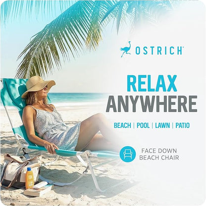 Ostrich the Original Chaise 72 x 22 Inch Lounge Portable Reclining Lounger, Outdoor Patio, Beach, Lawn, Camping, or Pool Tanning Chair, Aqua