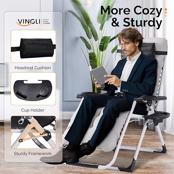 VINGLI Padded Zero Gravity Chair - Photo 4