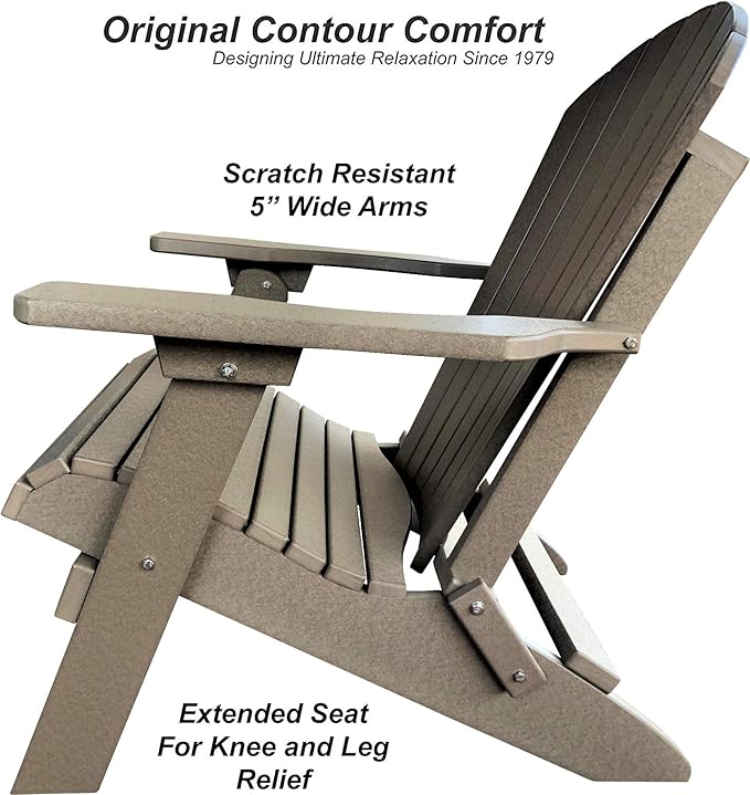 DuraWeather Poly® Classic King Size Folding Adirondack Chair (Birchwood Taupe)