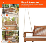 Tangkula 2 Person Hanging Porch Swing, Outdoor Bench Swing with Hanging Ropes, High Back, Cozy Armrests - Photo 8