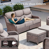 Luxury High Back Patio Furniture Set with 6-Inch Thick Cushions, 7-Pieces Outdoor Furniture with Swivel Chairs - Photo 5