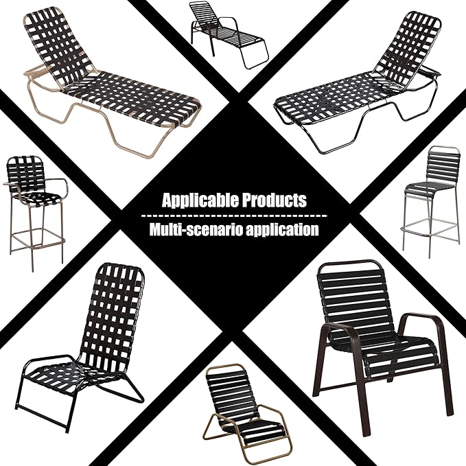 Vinyl Straps for Patio Chair Repair Kit 2'' Wide 10 Ft Long Replacement Straps + 10 Free Rivets for Outdoor Lawn - Photo 6