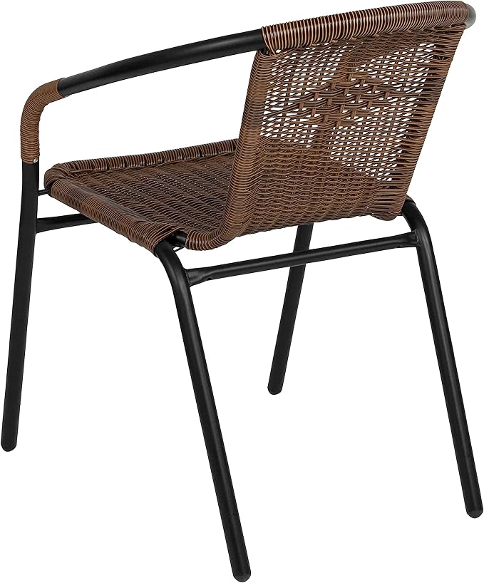 EMMA + OLIVER Set of 2 Modern Rattan Indoor/Outdoor Stack Chairs - Photo 8