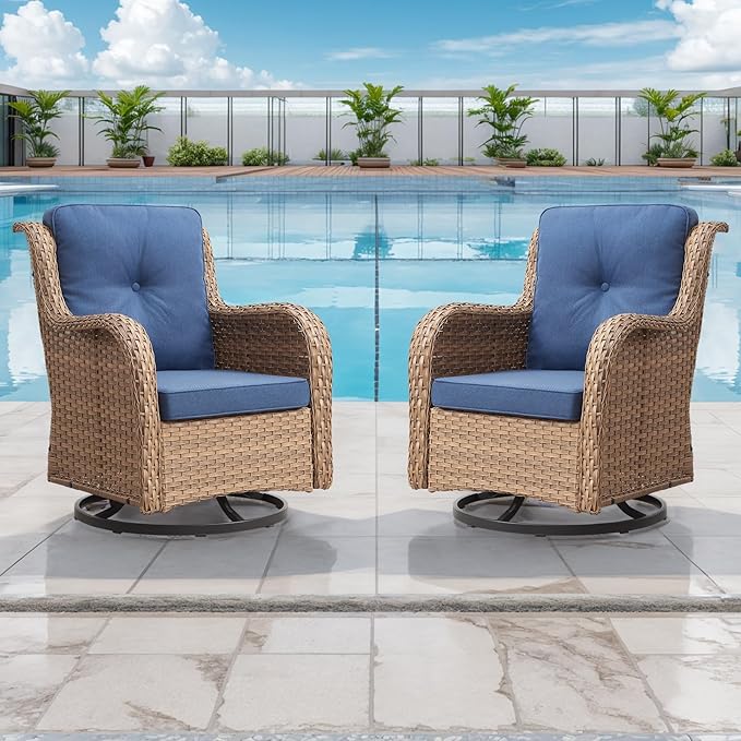 Rilyson Patio Chairs Rocking Swivel Chiar - 3 Piece Outdoor Wicker Patio Bistro Set Rattan Rocker Glider Chairs with - Photo 7