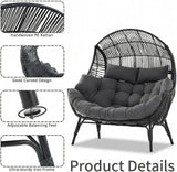 IRONCK Egg Chair Indoor Outdoor, 2 Person Double Egg Loveseat Chair, Oversized Thickened Padded Headrests and Cushions - Photo 8