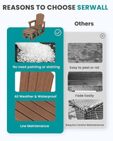 SERWALL Outdoor Glider Chair Set of 2 with Ottoman, HDPE Wood-Like Patio Glider Set All-Weather Porch Glider for Outside - Photo 7