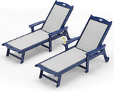 LUE BONA Chaise Lounge Chair Outdoor Set of 4, HDPS and HDPE Wicker Material - Photo 1