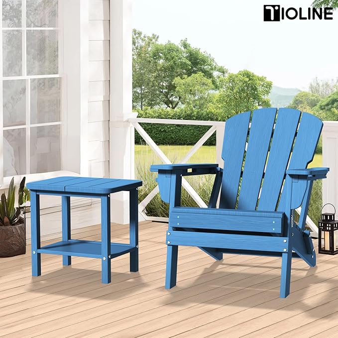 Patio Side Table, Outdoor HDPE Adirondack End Table for Patio,Outdoor Side Table for Backyard, Garden, Pool, Lawn,Navy